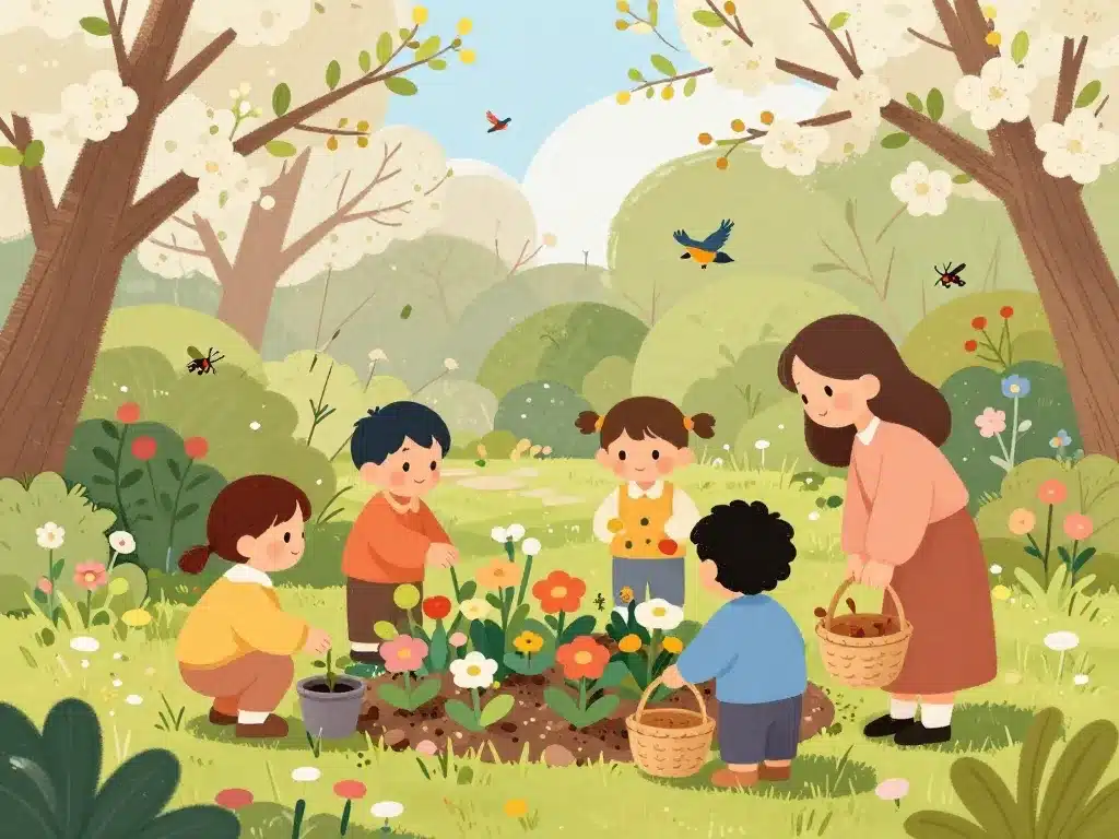 activité printemps crèche découverte nature jardin