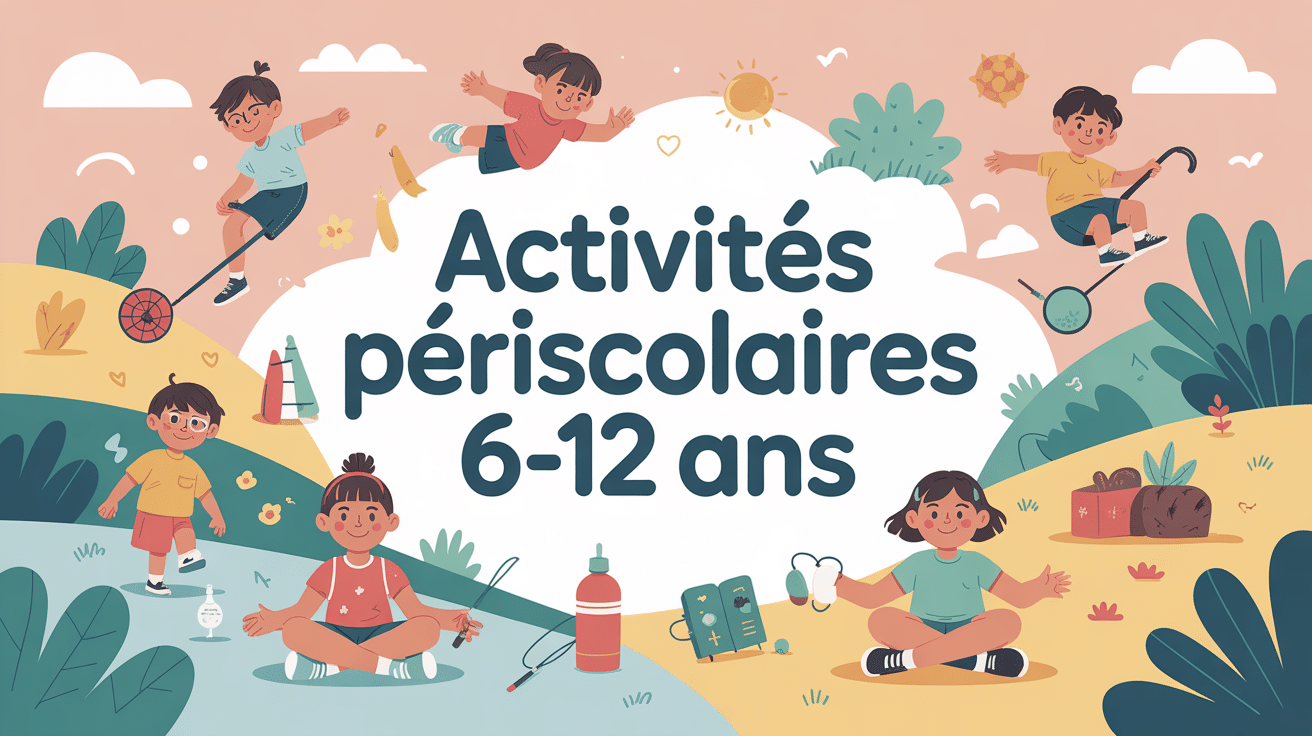 Enfants pratiquant activités périscolaires 6-12 ans sport arts sciences nature