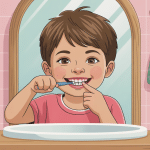 apprendre à se brosser les dents montessori enfant illustration salle de bain