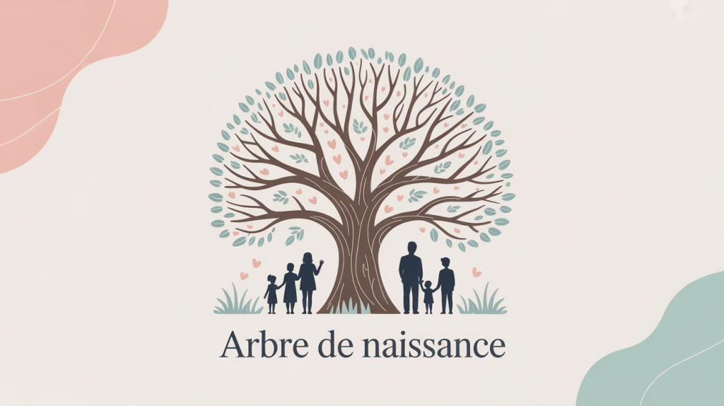 arbre de naissance illustration pastel famille