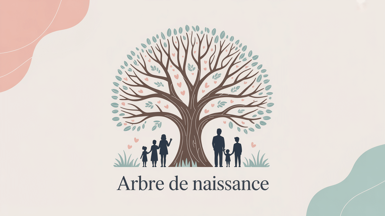 arbre de naissance illustration pastel famille