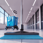 balai professionnel microfibre dans environnement d'entretien moderne