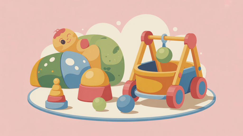 cadeau bébé 1 an motricité illustration jouets développement moteur