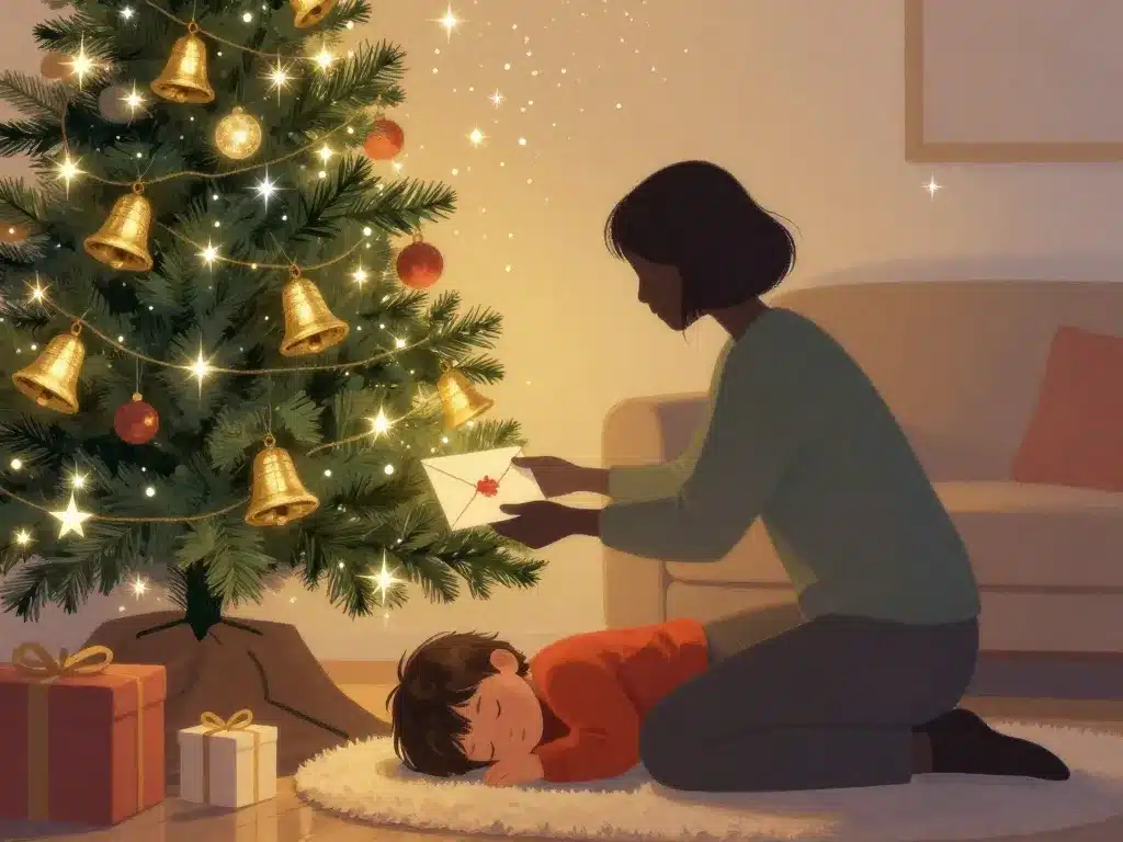Moment magique réponse du père Noël personnalisé gratuite sous le sapin
