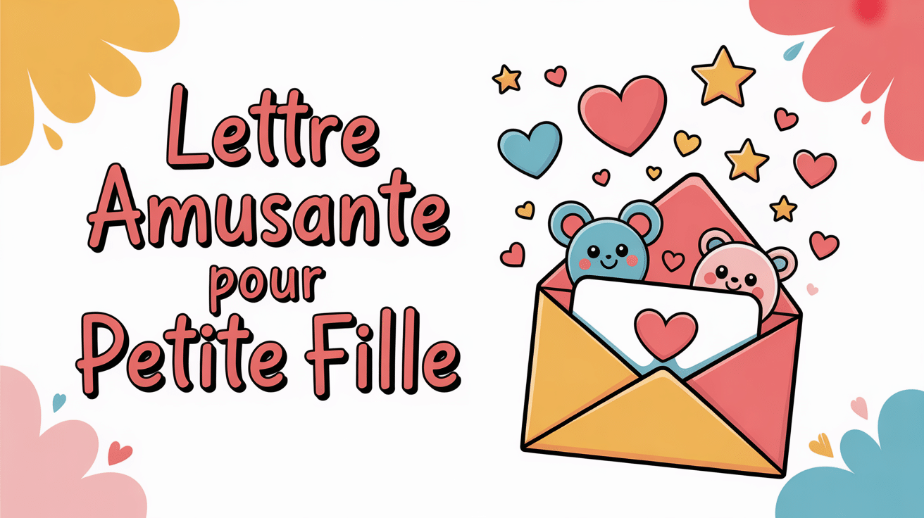 Lettre amusante pour ma petite fille avec enveloppe et dessins mignons