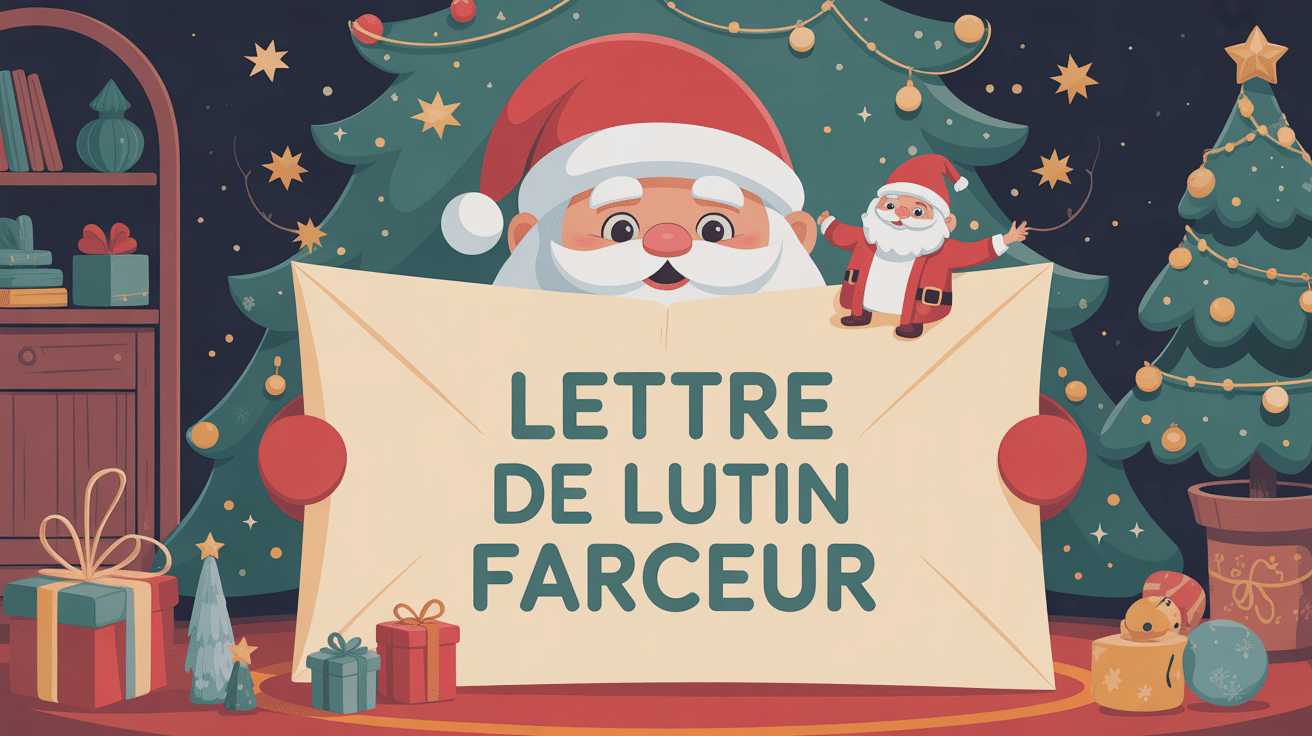 Illustration de lettre lutin farceur ambiance Noël