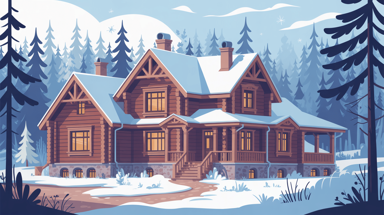maison en bois de russie traditionnelle en rondins sous la neige