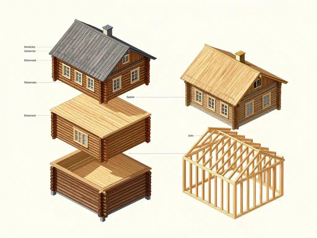 maison en bois de russie structure diagramme explose
