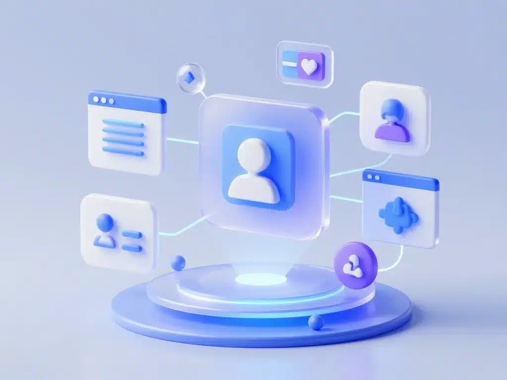 Visuel 3D o design interfaces digitales identité user experience