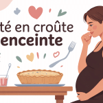 future maman hésitant devant pâté en croûte enceinte