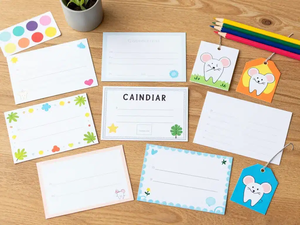 petit mot de la petite souris à imprimer cartes et notes décoration