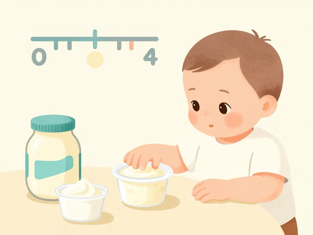 Bébé avec produits laitiers et petit suisse bébé, repères d'âge