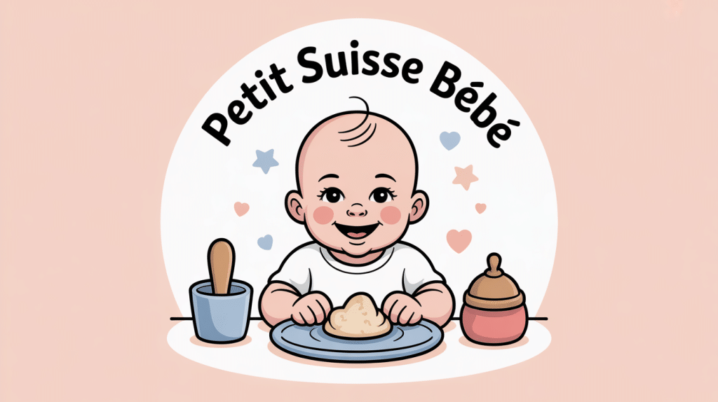 Bébé souriant dégustant un petit suisse bébé