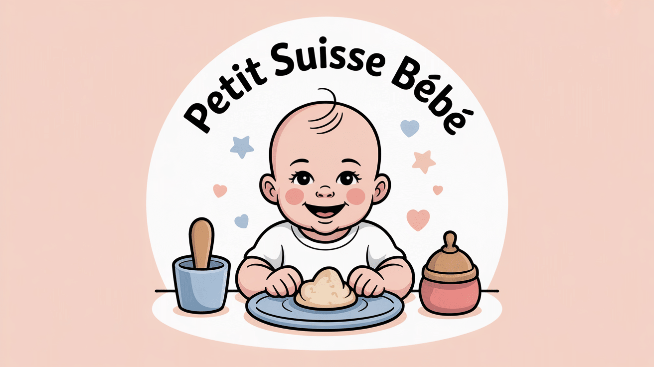 Bébé souriant dégustant un petit suisse bébé