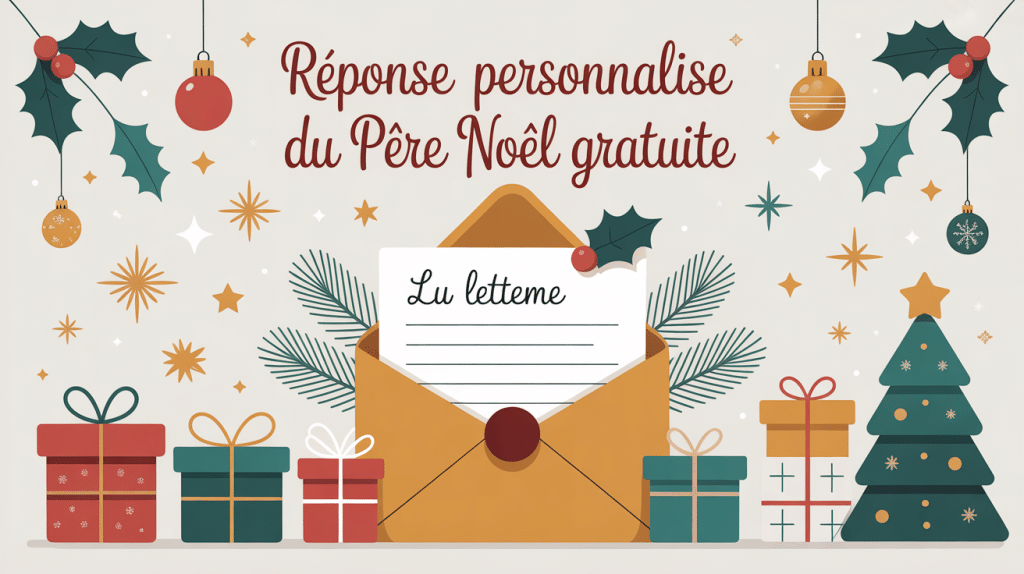 Illustration de réponse du père Noël personnalisé gratuite avec lettre féerique