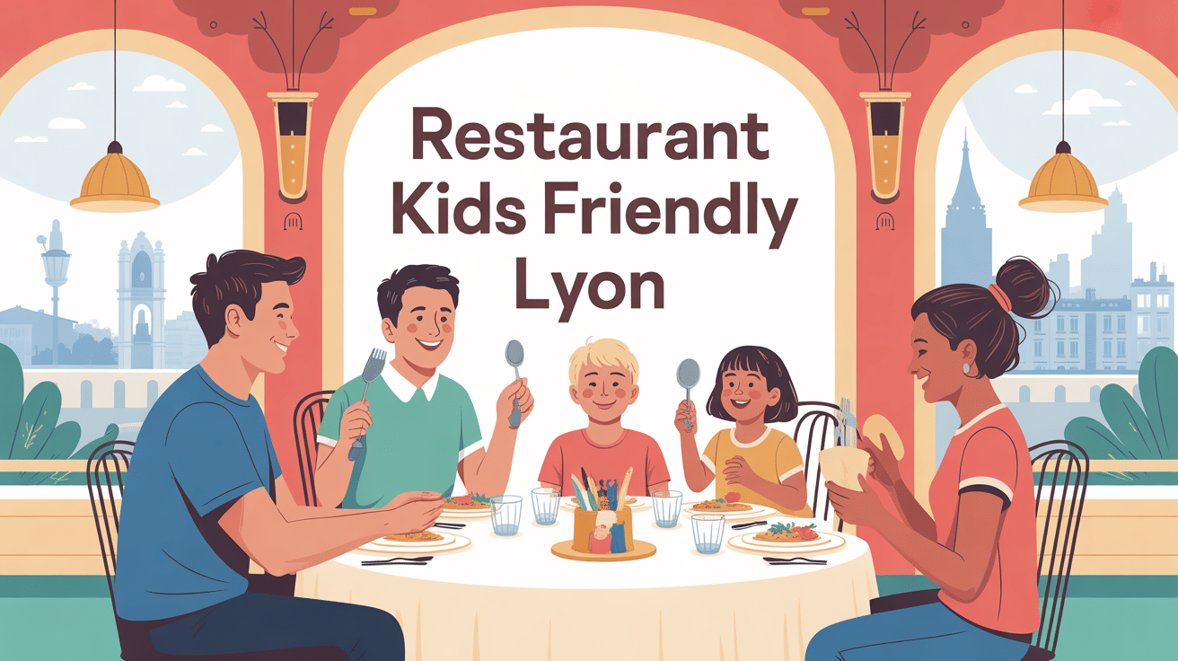 restaurant kids friendly lyon illustration famille attablée