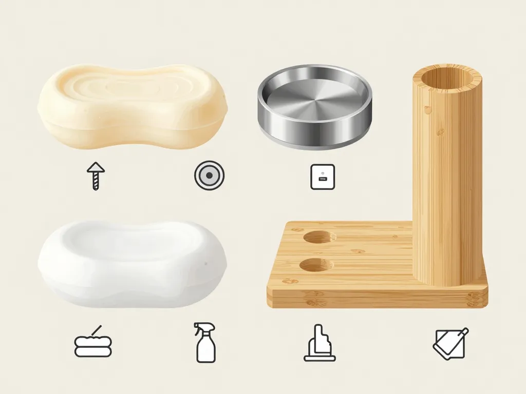 Salle de bain porte savon plastique inox céramique bambou entretien