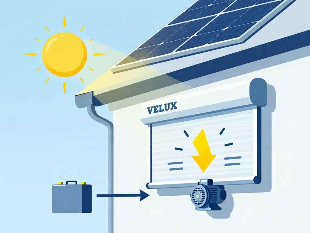 schéma du fonctionnement batterie pour volet roulant solaire velux