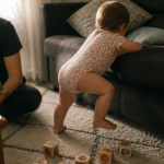 16 mois bebe grimpe canapé sous regard parent