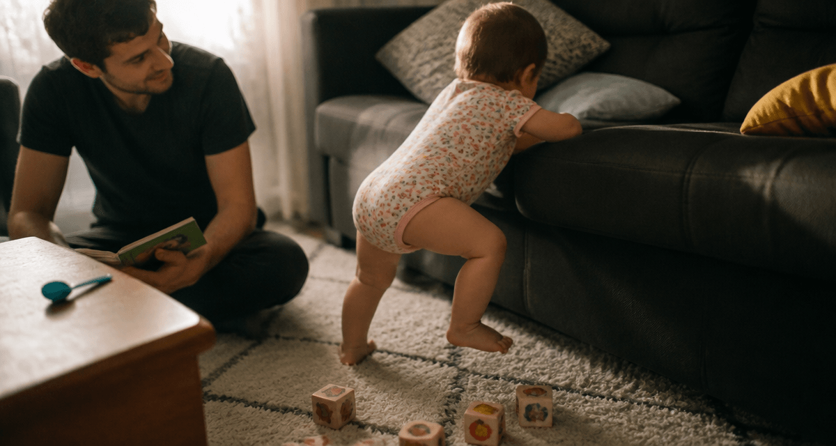 16 mois bebe grimpe canapé sous regard parent