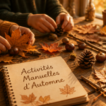 activité manuelle automne avec feuilles et enfants