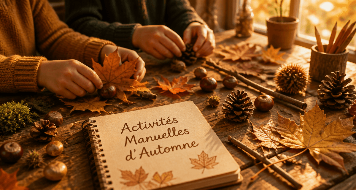 activité manuelle automne avec feuilles et enfants