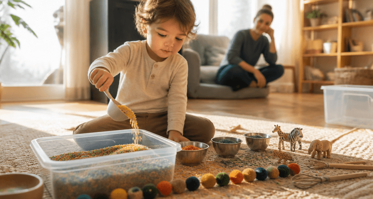 activités 2 ans enfant transvaser riz