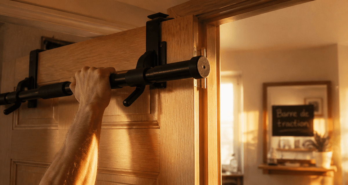 barre de traction de porte sur cadre bois