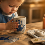 cadeau fête des pères à fabriquer 2 ans mug empreinte enfant