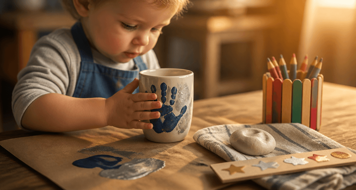 cadeau fête des pères à fabriquer 2 ans mug empreinte enfant