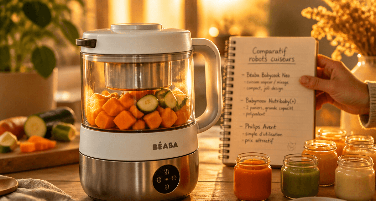 comparatif babycook robot cuiseur bébé sur plan de travail