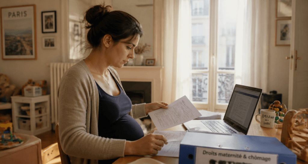 conges maternite et chomage femme enceinte salon