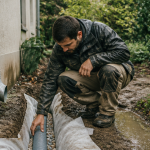 Drainage eau de pluie gouttière technicien jardin
