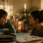 Enfant 9 ans bras croisés dialogue mère