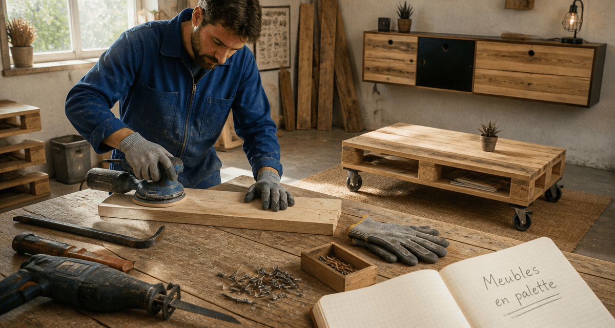 fabriquer meuble palette ponçage atelier