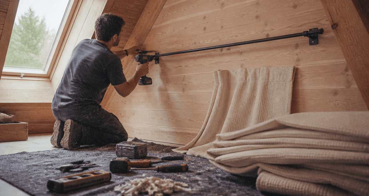 tringle rideau sous pente fixée par artisan