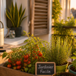 jardinier facile balcon tomates romarin menthe outils