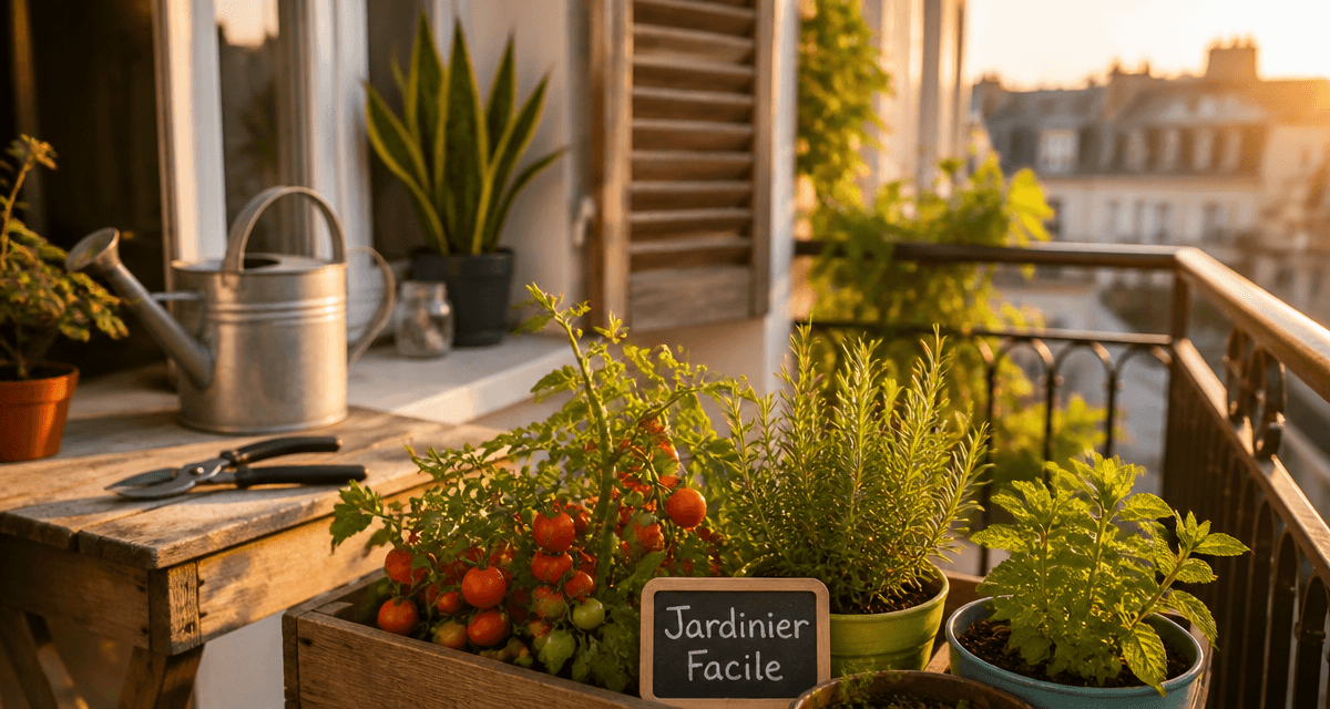 jardinier facile balcon tomates romarin menthe outils