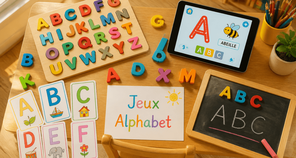 jeux alphabet sensoriels sur table enfant
