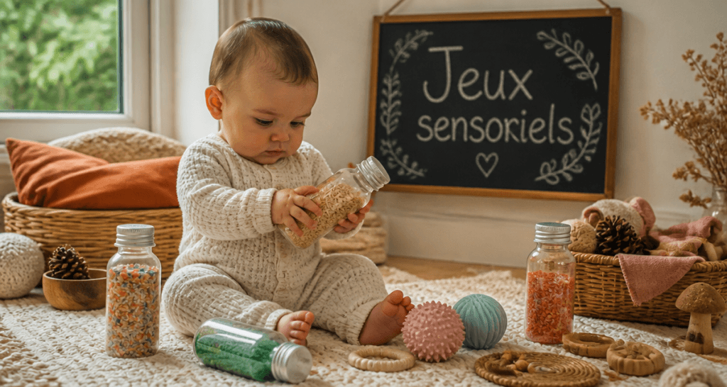 jeux sensoriel bebe explorant tapis eveil