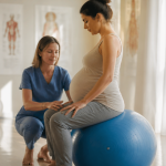 bassin femme enceinte exercice ballon