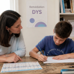 orthographothérapeute travaillant avec enfant DYS