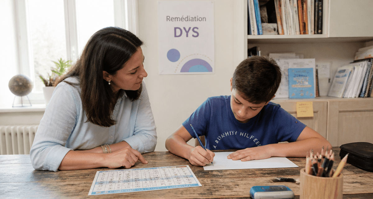 orthographothérapeute travaillant avec enfant DYS