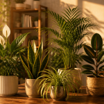 Plantes d'interieur depolluante sur table en bois