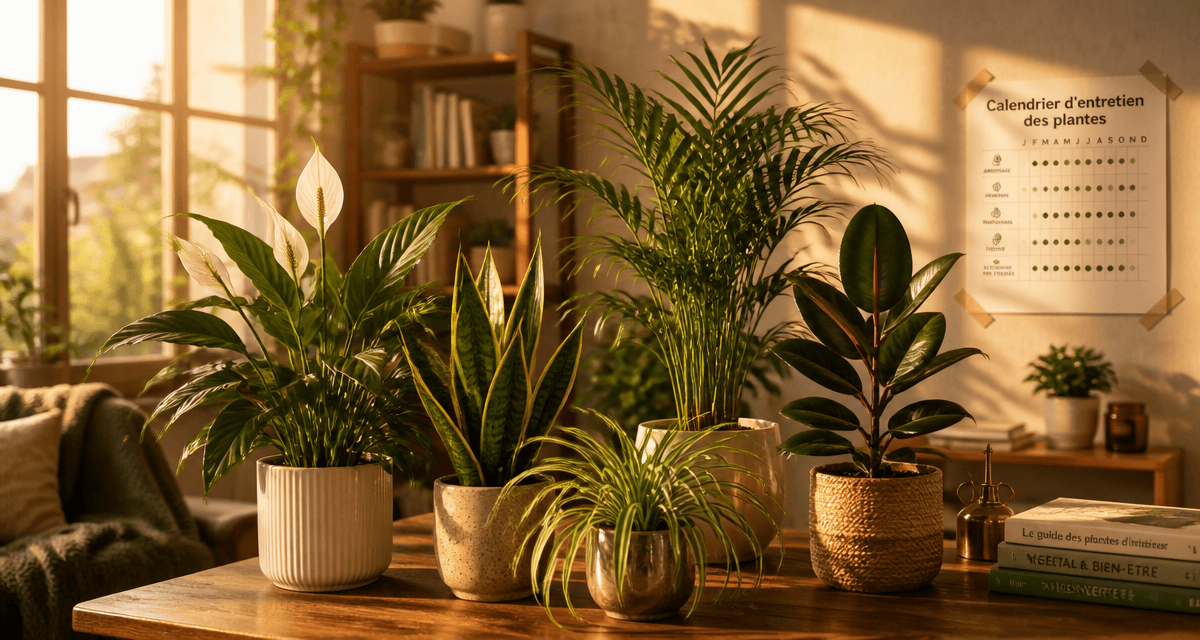 Plantes d'interieur depolluante sur table en bois