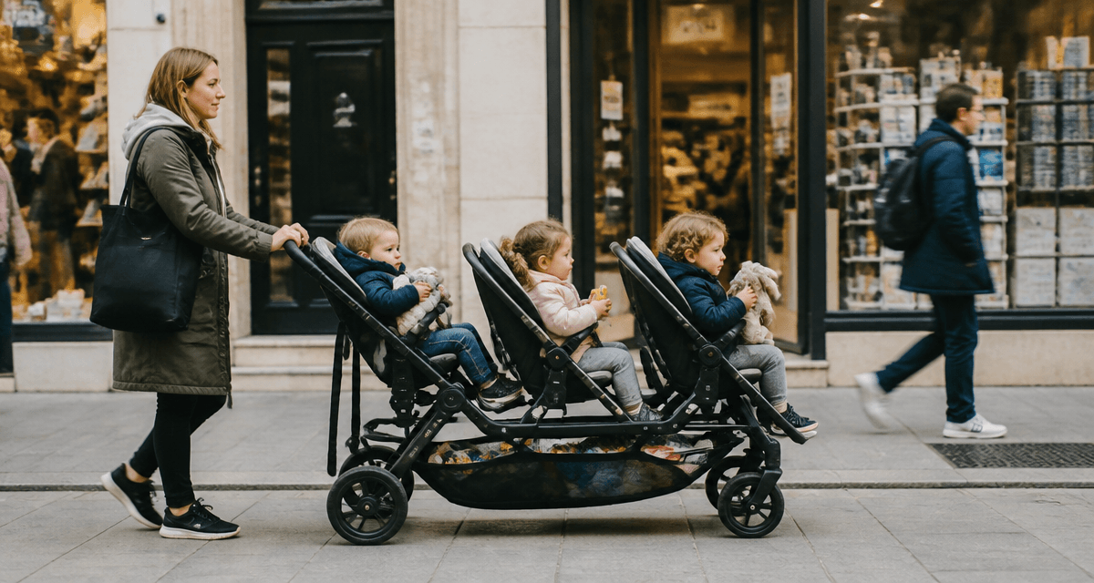poussette triple urbaine avec enfants