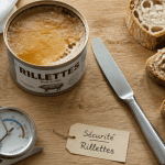 Rillette industrielle et grossesse, boîte ouverte sur table