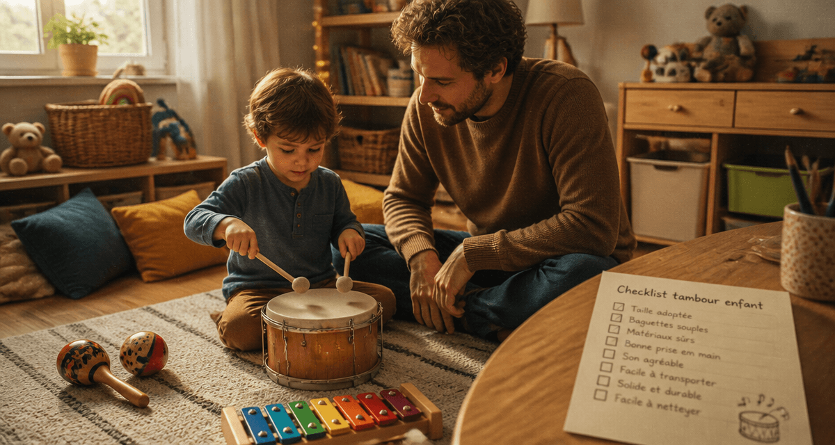 Tambour enfant en bois avec parent