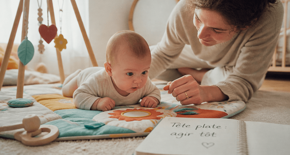 tete plate 3 mois trop tard bébé sur tapis