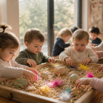 activité creche paques enfants bac sensoriel